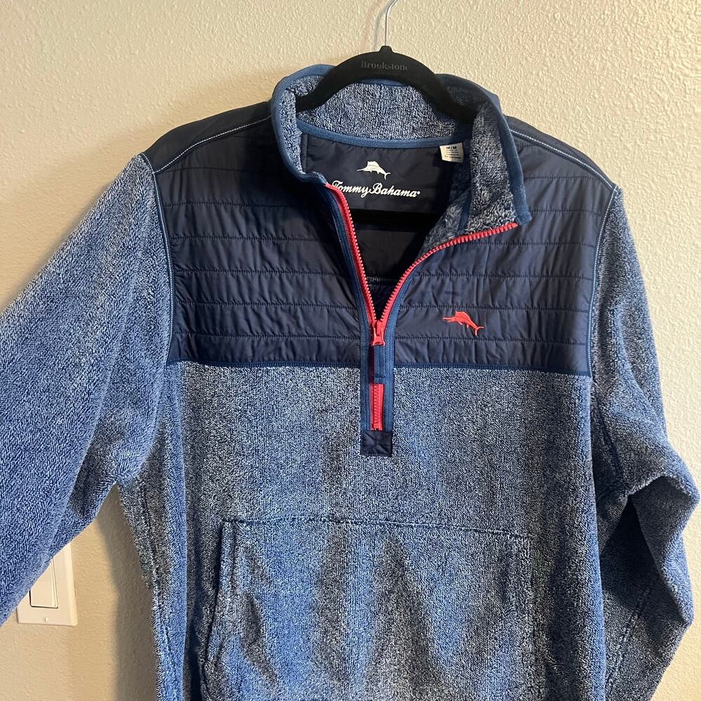 Tommy Bahama Cascade Cozy Pullover Blue Plush Size M - Picture 3 of 6